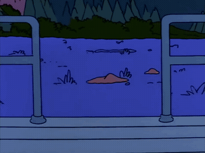 A Cartoon Of A Hand Reaching Into A Pool GIF