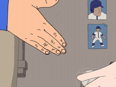 A Cartoon Of A Hand Reaching Out Towards Another Hand GIF