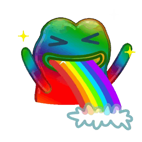 A Cartoon Of A Heart With A Rainbow Coming Out Of Its Mouth Sticker