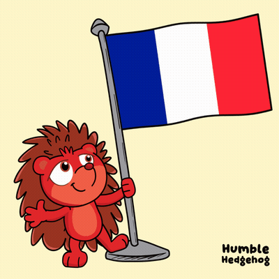A Cartoon Of A Hedgehog Holding A French Flag With Humble Hedgehog Written On The Bottom GIF