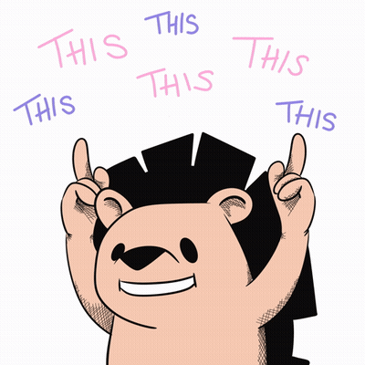 A Cartoon Of A Hedgehog With The Words " This " Written On It GIF