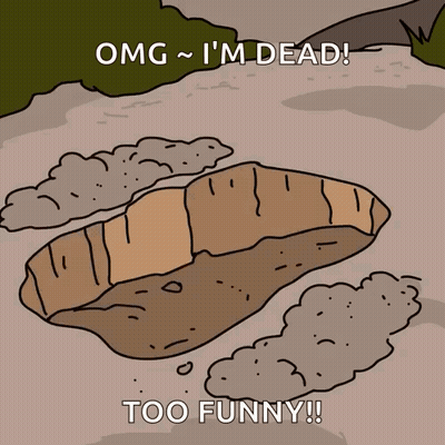 A Cartoon Of A Hole In The Ground With The Words " Omg I 'M Dead Too Funny " Below It GIF