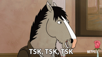 A Cartoon Of A Horse With The Words Tsk Tsk Tsk On The Bottom GIF