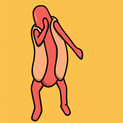 A Cartoon Of A Hot Dog Covering Its Face With Its Arm GIF