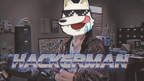A Cartoon Of A Husky Wearing Sunglasses And The Words Hackerman Behind Him GIF