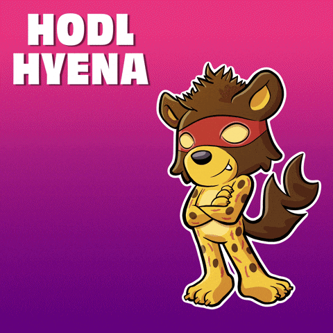 A Cartoon Of A Hyena With The Words Hodl Hyena Behind It GIF