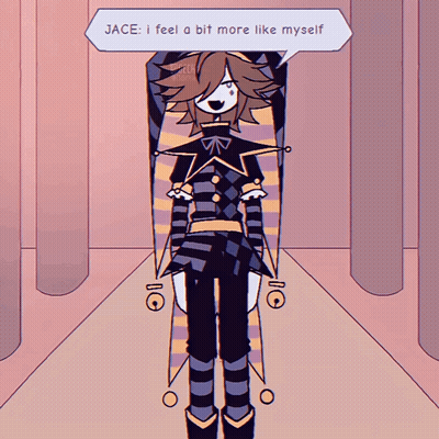 A Cartoon Of A Jester With A Speech Bubble That Says Jace I Feel A Bit More Like Myself GIF