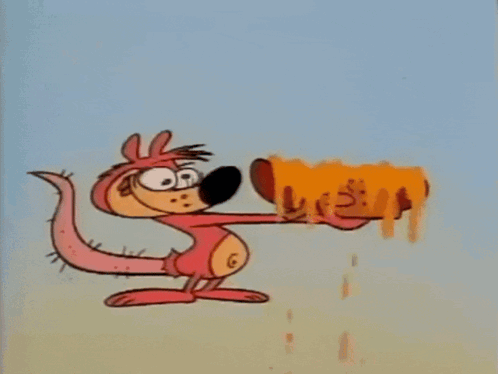 A Cartoon Of A Kangaroo With Its Mouth Open Holding A Piece Of Food GIF