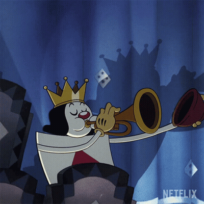A Cartoon Of A King Blowing A Trumpet With A Netflix Logo In The Corner GIF