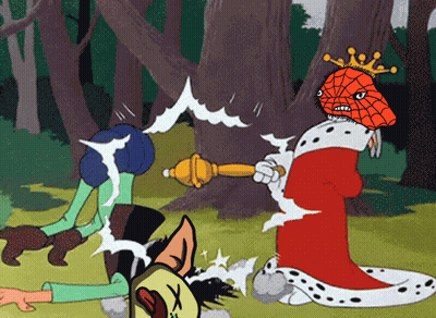 A Cartoon Of A King With A Spider-Man Mask On GIF