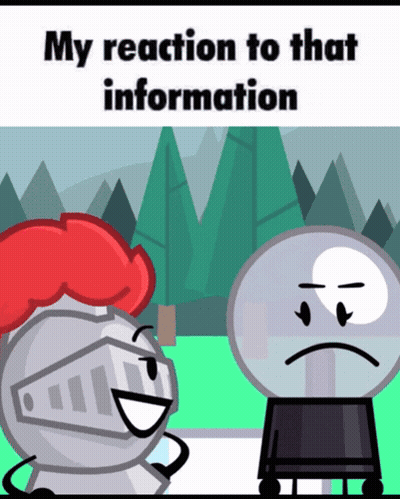 A Cartoon Of A Knight And A Snow Globe With The Words " My Reaction To That Information " On The Bottom GIF