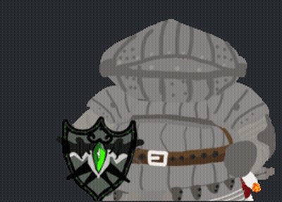 A Cartoon Of A Knight Holding A Shield With A Green Eye On It GIF