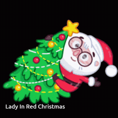 A Cartoon Of A Lady In Red Christmas GIF