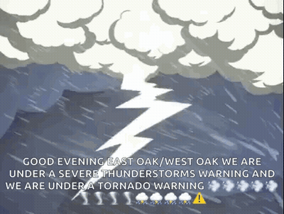A Cartoon Of A Lightning Bolt Coming Out Of A Cloudy Sky GIF