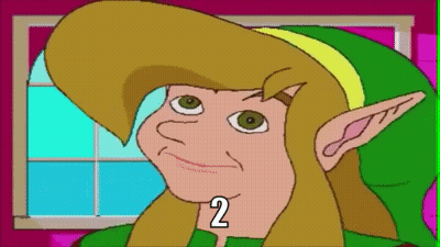 A Cartoon Of A Link With A Funny Face And The Number Two On His Neck . GIF