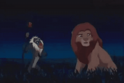 A Cartoon Of A Lion And A Baboon With The Words " Rafiki Friday " On The Bottom GIF