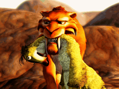 A Cartoon Of A Lion Holding A Small Animal In Its Mouth GIF