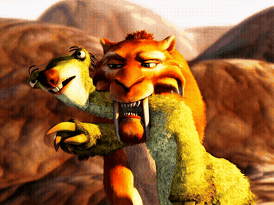 A Cartoon Of A Lion Holding A Smaller Animal In Its Mouth GIF