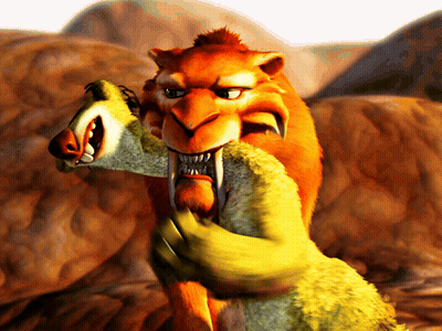 A Cartoon Of A Lion Holding A Stuffed Animal In Its Mouth GIF