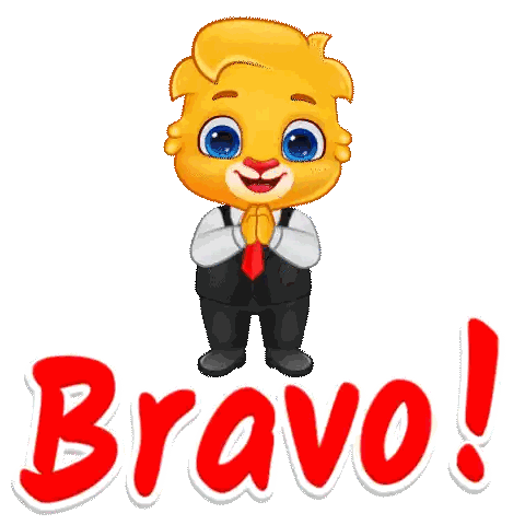A Cartoon Of A Lion In A Suit And Tie With The Word Bravo Behind Him Sticker