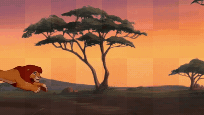 A Cartoon Of A Lion Laying Down In A Field GIF