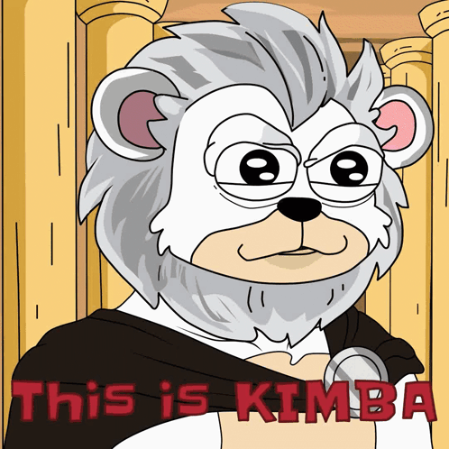 A Cartoon Of A Lion With The Words " This Is Kimba " On The Bottom Right GIF