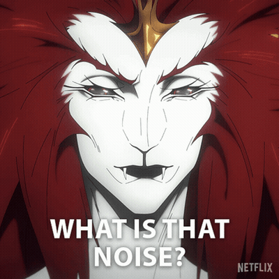 A Cartoon Of A Lion With The Words " What Is That Noise " On The Bottom GIF