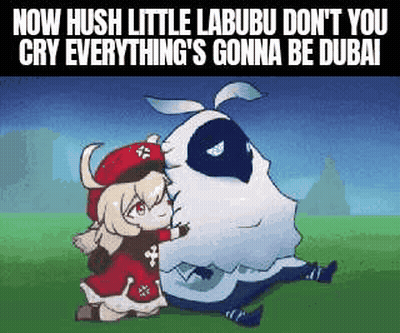 A Cartoon Of A Little Girl Hugging A Monster . GIF