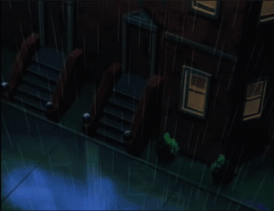 A Cartoon Of A Lizard Holding A Sword In Front Of A Building With Arched Windows GIF