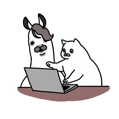 A Cartoon Of A Llama And A Cat Using A Laptop Computer Sticker