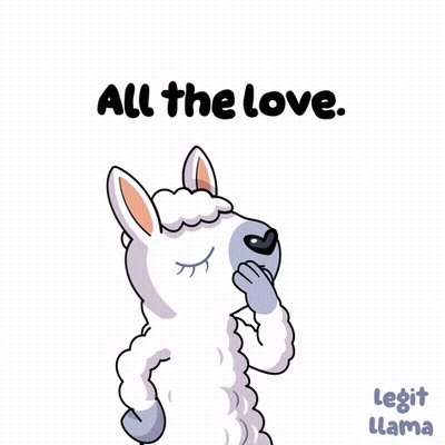 A Cartoon Of A Llama Holding A Heart With The Words All The Love Below It GIF
