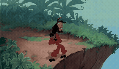 A Cartoon Of A Llama Standing On A Cliff With A Blue Sky In The Background GIF
