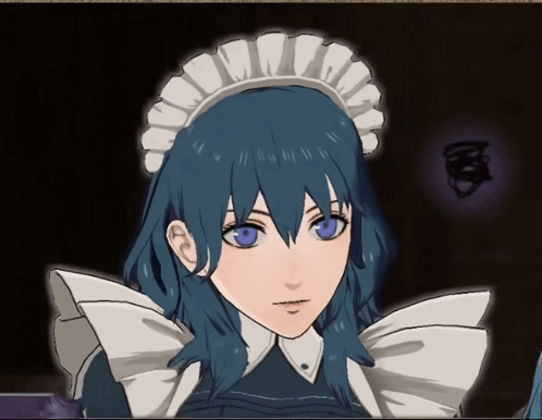 A Cartoon Of A Maid With Blue Eyes GIF