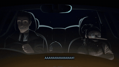 A Cartoon Of A Man And A Bearded Man In A Car With The Words Aaah Written On The Bottom Right GIF