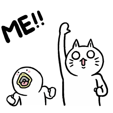 A Cartoon Of A Man And A Cat With The Words `` Me '' Written Above Them . Sticker