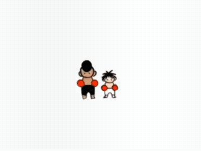 A Cartoon Of A Man And A Child Wearing Boxing Gloves On A White Background . GIF