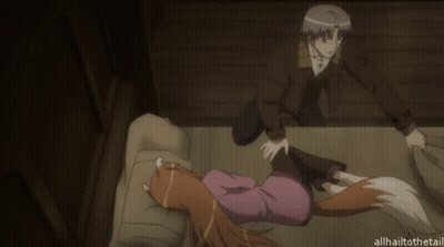 A Cartoon Of A Man And A Fox With The Caption Allhailtothetail GIF