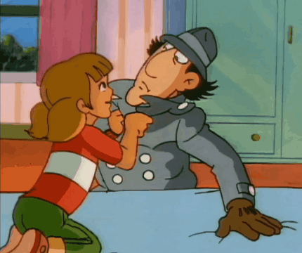 A Cartoon Of A Man And A Girl Having A Fight GIF