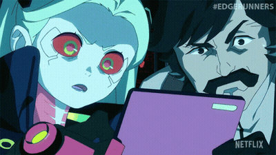 A Cartoon Of A Man And A Girl Looking At A Tablet With Netflix Written On The Bottom GIF