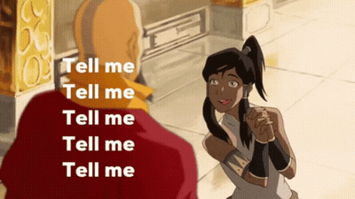 A Cartoon Of A Man And A Girl With The Words Tell Me Tell Me Tell Me Tell Me GIF