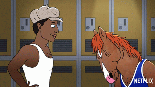 A Cartoon Of A Man And A Horse With The Word Netflix On The Bottom Right GIF