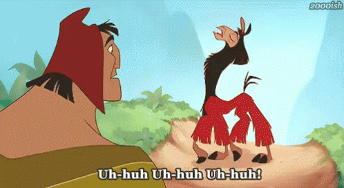 A Cartoon Of A Man And A Llama With The Words Uh-Huh Uh-Huh Uh-Huh GIF
