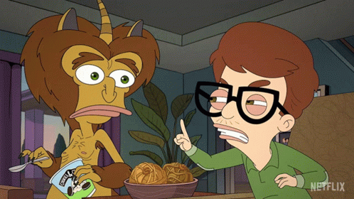 A Cartoon Of A Man And A Monster With Netflix Written On The Bottom Left GIF