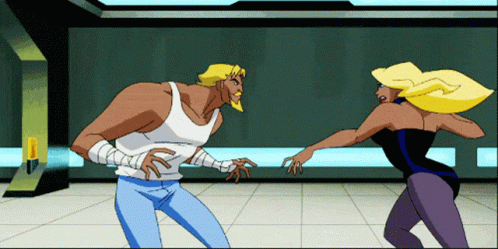 A Cartoon Of A Man And A Woman Dancing Together GIF
