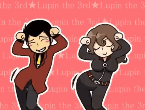 A Cartoon Of A Man And A Woman Dancing With The Words Lupin The 3Rd On The Bottom GIF