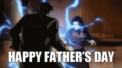 A Cartoon Of A Man And A Woman Fighting With The Words Happy Father 'S Day In The Background . GIF