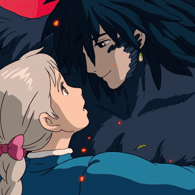 A Cartoon Of A Man And A Woman Looking Into Each Others Eyes GIF