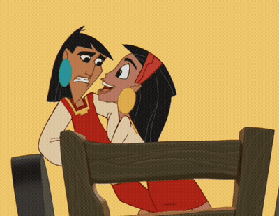 A Cartoon Of A Man And A Woman Standing Next To A Wooden Fence GIF
