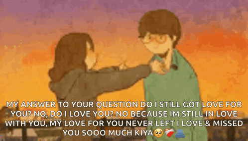 A Cartoon Of A Man And A Woman Standing Next To Each Other With A Quote On The Bottom . GIF