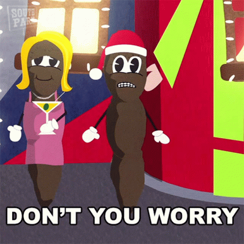 A Cartoon Of A Man And A Woman Standing Next To Each Other With The Words " Do N't You Worry " GIF